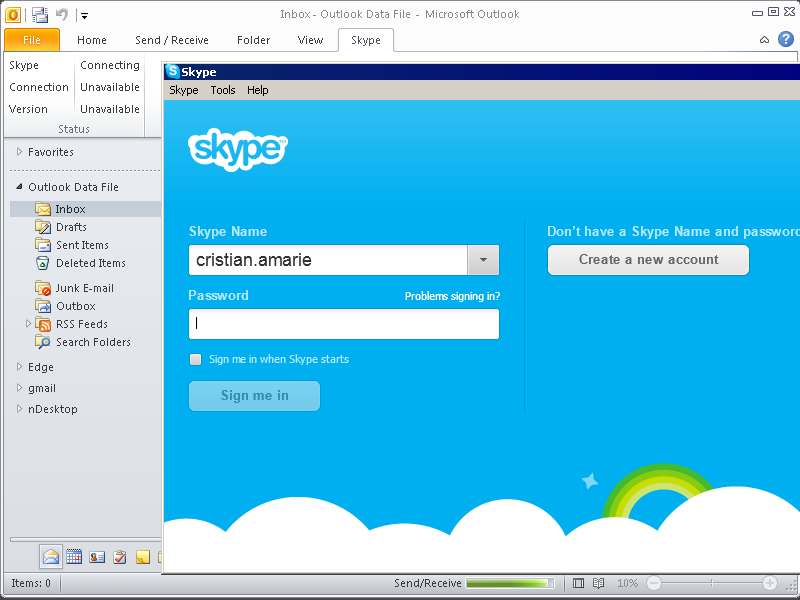 connect outlook with skype